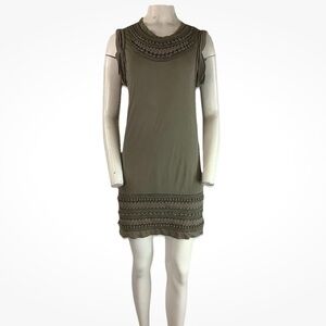 3.1 Phillip Lim Sz XS Beaded Jeweled Shift Pullover Boho Look Dress Green